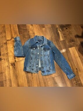 Talbots Dark Blue Denim Jacket with Contrast Stitching